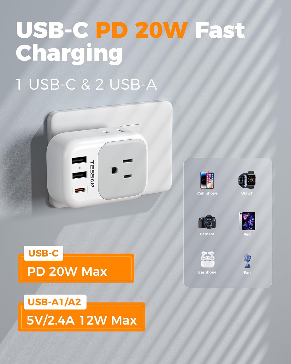 TESSAN Italy Travel Plug Adapter, Type L Plug 2 Pack