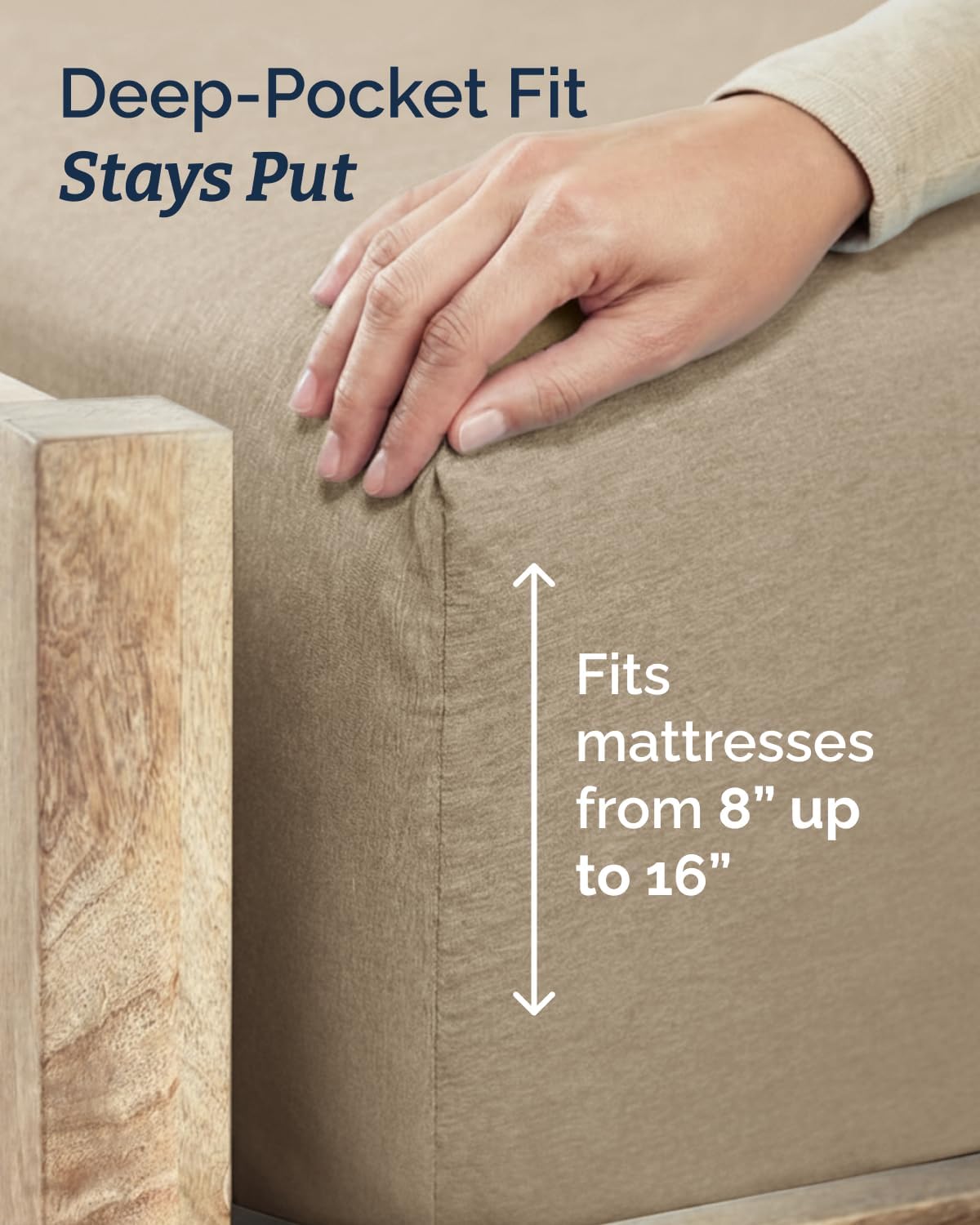 Twin Size 3 Piece Sheet Set - Breathable & Cooling Sheets - Heathered Beige