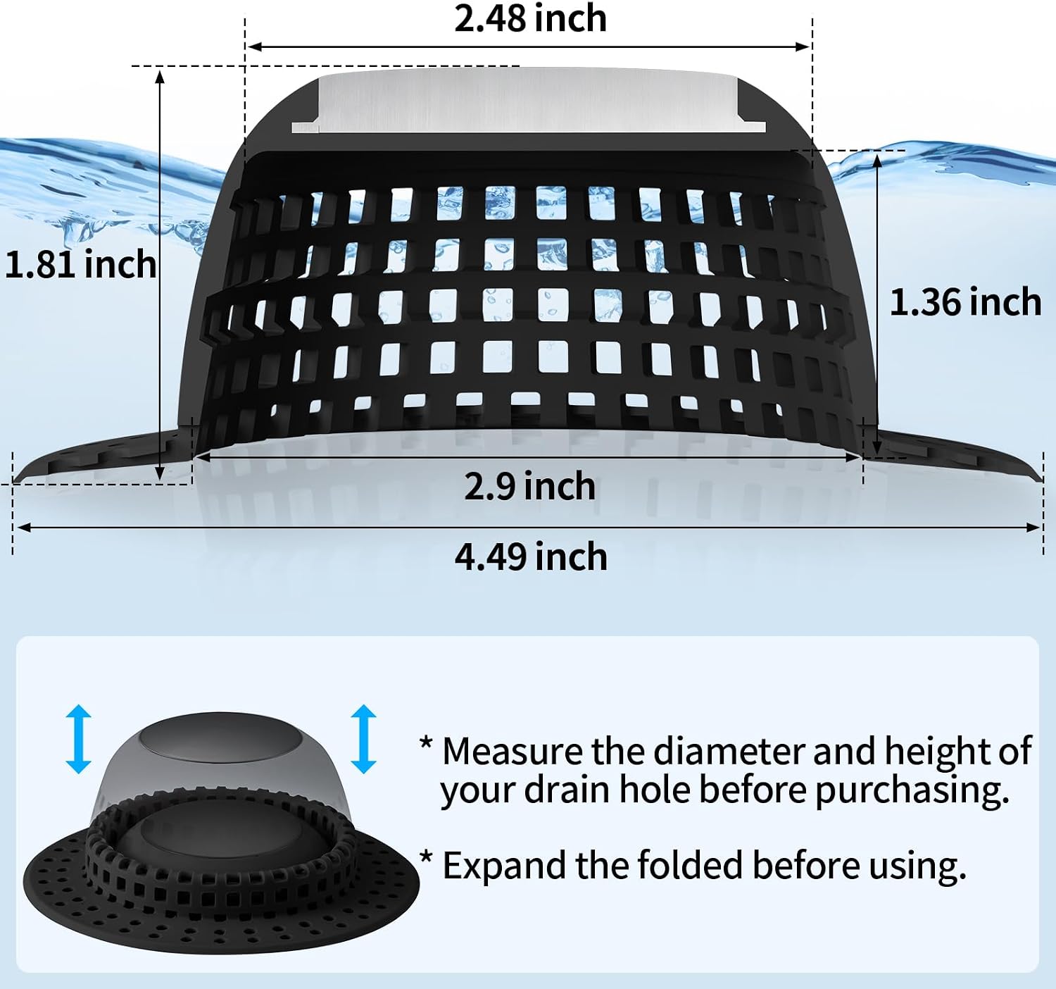 Aluvor Shower Drain Hair Catcher Bathtub Drain Cover Sink Drain Protector