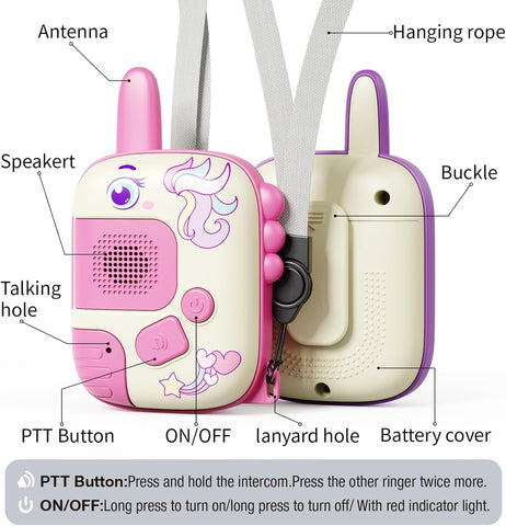 Walkie Talkies Toys for Girls:Unicorn Toys 2 Pack Birthday Gifts for 3 4 5-7 8 Year Old Girls Toy for 4 5 6 7 8-10 Year Old Camping Outdoor Games,Christmas Easter Gifts for Girls Kids