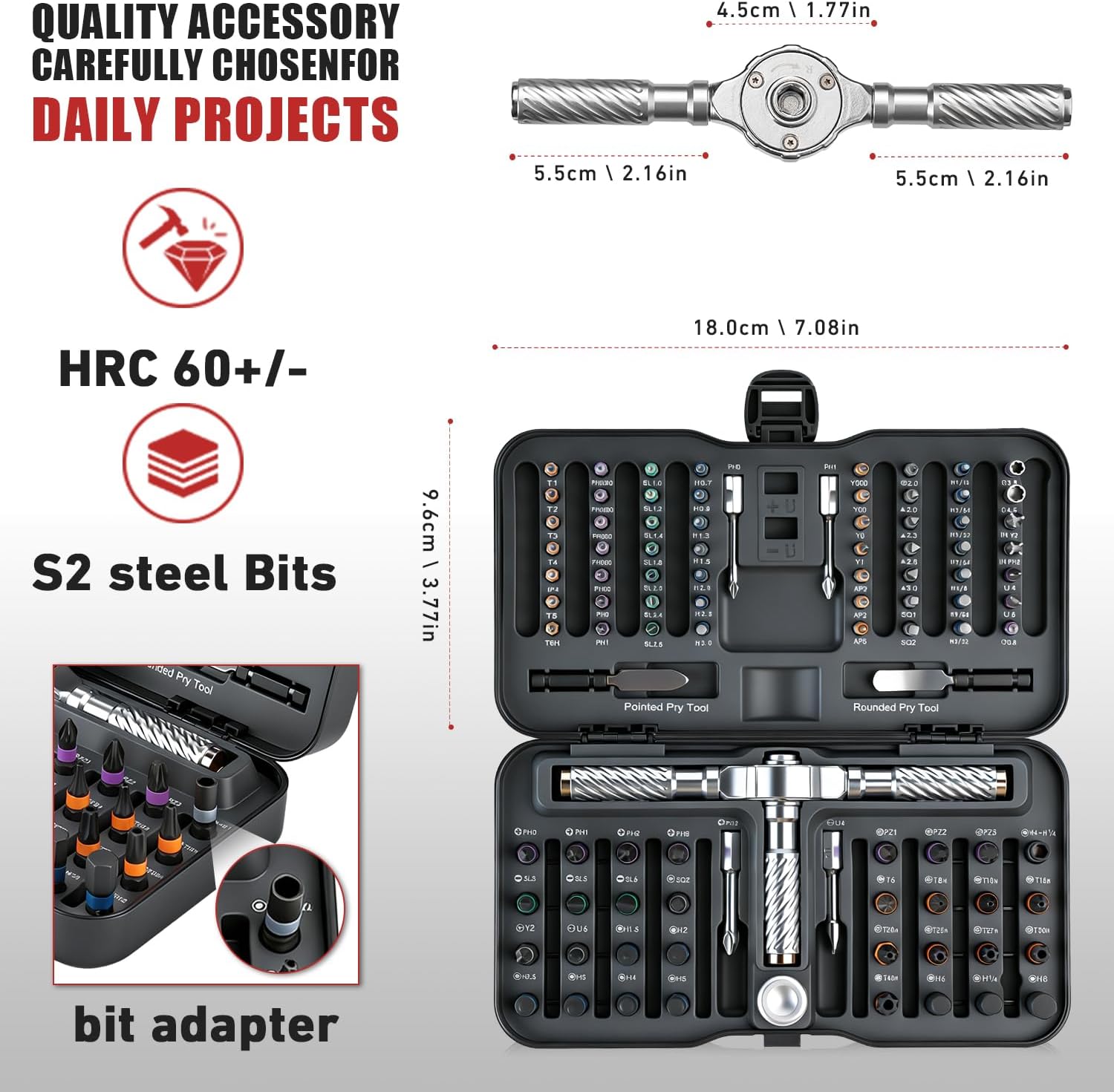 VMAN Ratchet Screwdriver Set, magnetic Screwdriver sets, S2 Steel Bits, DIY Combination Flexible Shaft, Suitable for Furniture Assembly, Precision Electrical Appliance Repair, Bicycle Tools