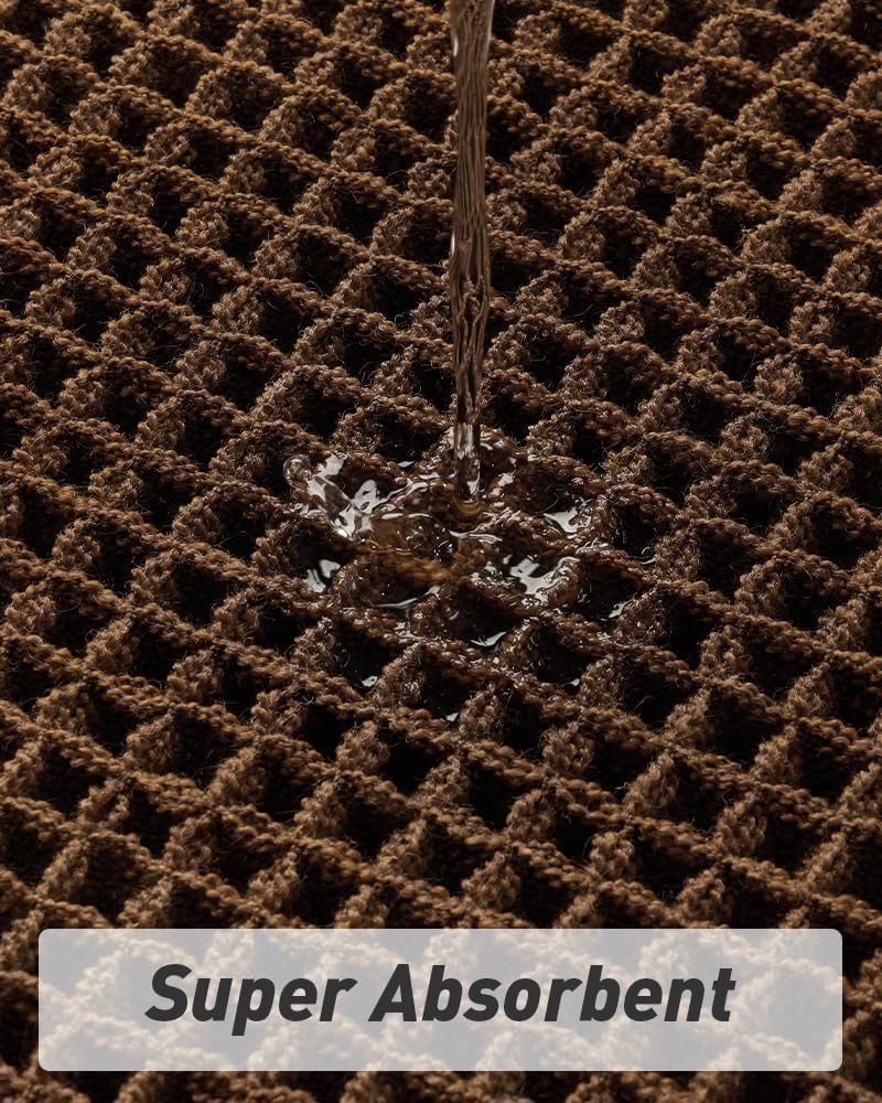 AMOAMI Upgraded Non Slip Absorbent Waffle Bath Mat 24" x 36", Terracotta
