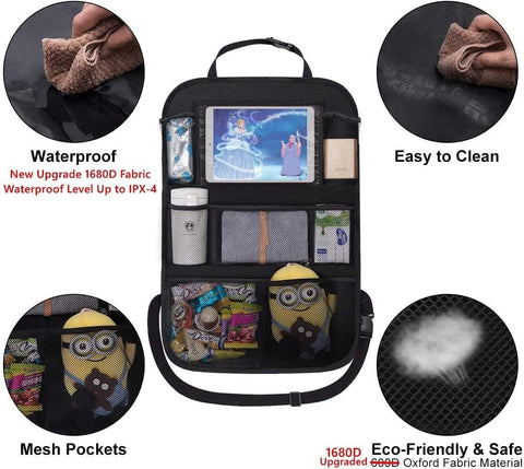 ONE PIX Backseat Car Organizer Mats Back Seat Organizers and Storage Bag with Touch Screen Tablet Holder for Kids Toddlers Car Seats, Travel Accessories, Road Trip Essentials Kids