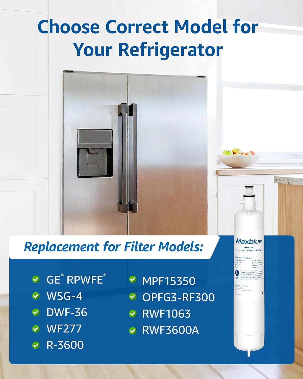 Maxblue MB-F19C Water Filter Replacement for GE® RPWFE®, 3 Pack