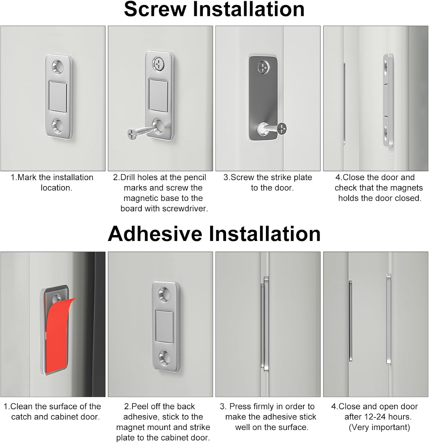 Cabinet Door Magnets Jiayi 10 Pack Ultra Thin Magnetic Door Catch Stainless Steel Drawer Magnet Catch for Sliding Door Closure Kitchen Cabinet Closer Cupboard Closet Door Magnetic Latches Hardware