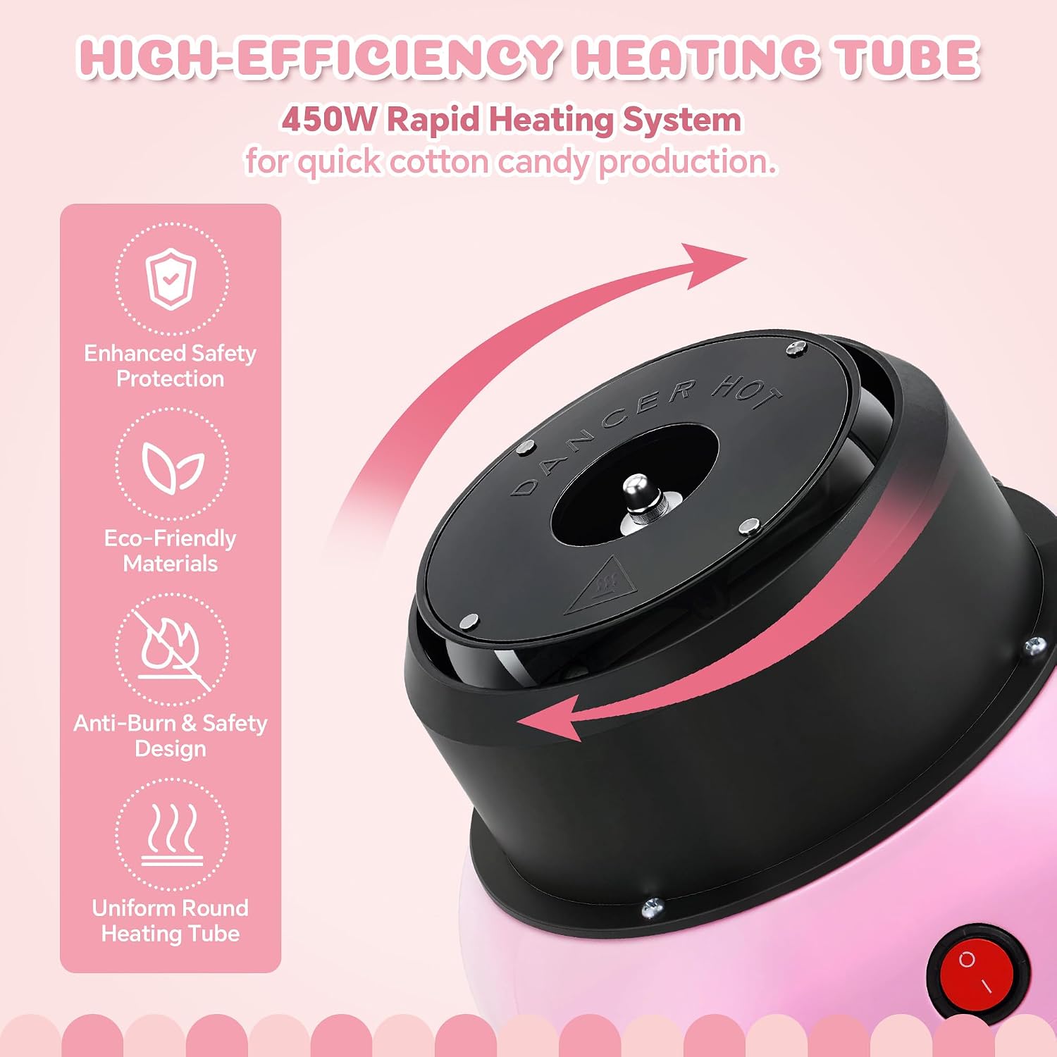 Cotton Candy Machine for Kids & Family, Mini Pink Vintage Cotton Candy Maker with 40 Sticks & Sugar Scoop, Ideal for Birthday Christmas Party Gifts