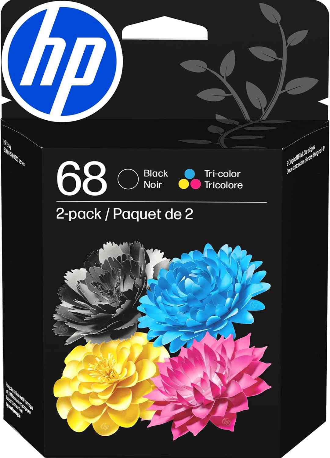 HP 68 Black/Tri-Color Ink Cartridges (2-Pack) | Works with Envy 6100e, 6500e Series | 6L6S2TN | Packaging May Vary