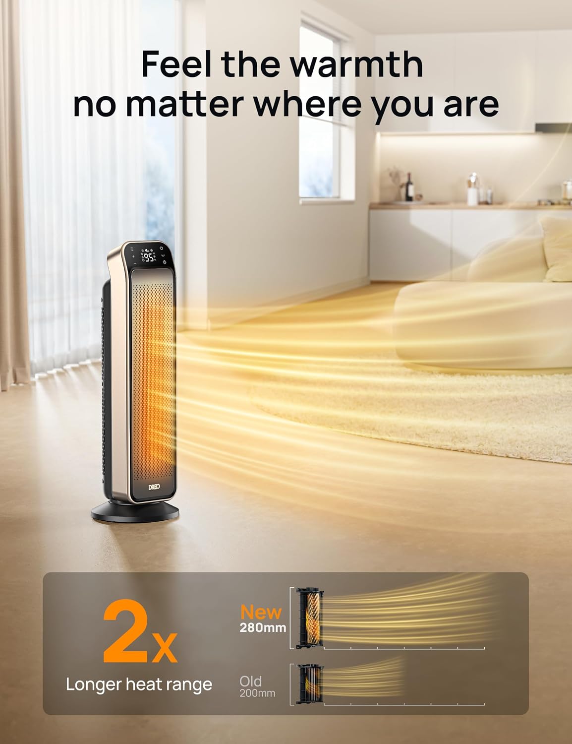 DREO 25 Inch Electric Space Heater for Indoor Use, Large Room, Thermostat