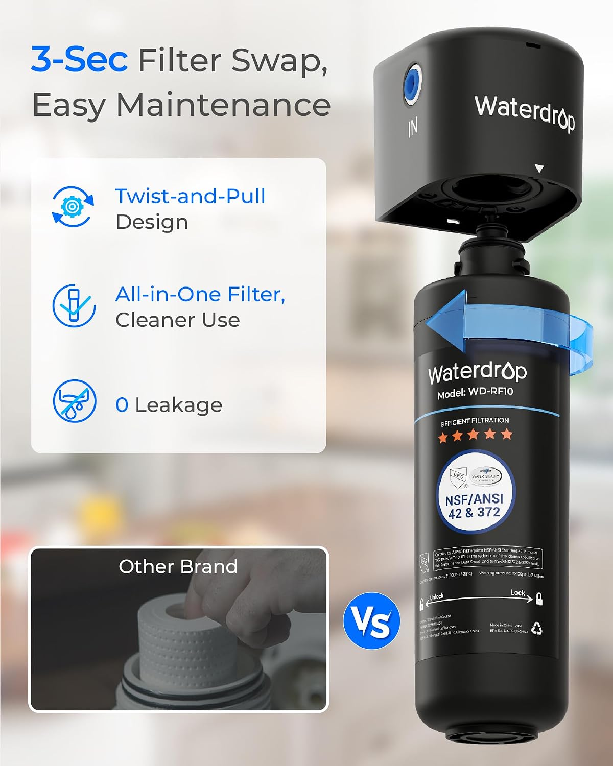 Waterdrop RF10 Water Filter Replacement for Waterdrop 10UA/10UB/10UB-B
