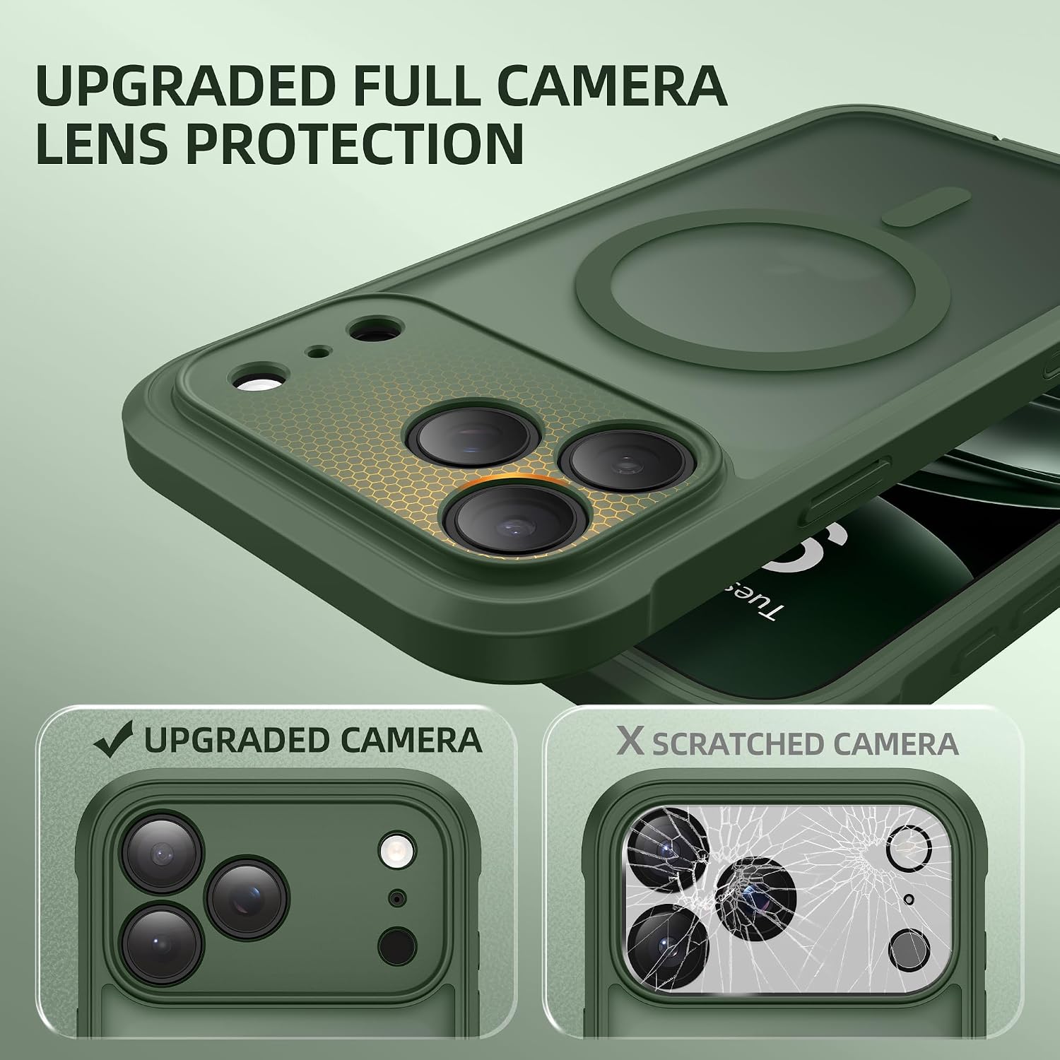BERFY for iPhone 17 Pro Case, Compatible with MagSafe, Midnight Green