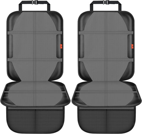 XHYANG Car Seat Protector,2 Pack Automotive Seat Protectors Baby Carseat Pad Waterproof & Durable 600D Fabric for Child Baby Car Seat Mat Vehicle Pet Cover 2 Storage Pockets (2 Pack Gray)