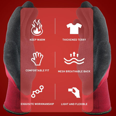 LOCCEF 2 Pairs Winter Work Gloves Men Women, Thermal Freezer Gloves