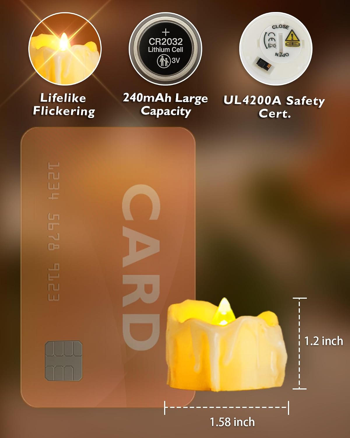 Homemory 24-Pack Battery Tea Lights with Timer Built in, Auto-On 6H Daily
