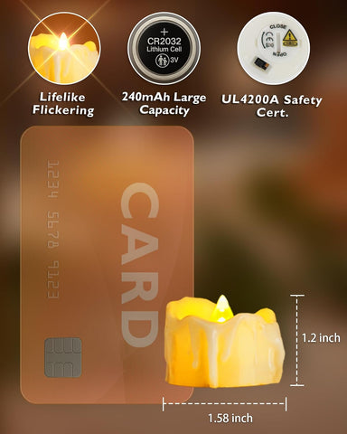 Homemory 24-Pack Battery Tea Lights with Timer Built in, Auto-On 6H Daily
