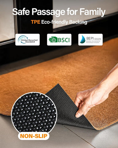 Door Mat Outside Entrance: Blank Doormat 17x30 inch Artificial Coir Doormat for Outdoor Entrance - Front Door Mat Non-Slip Backing Washable Fall Mats for Entryway