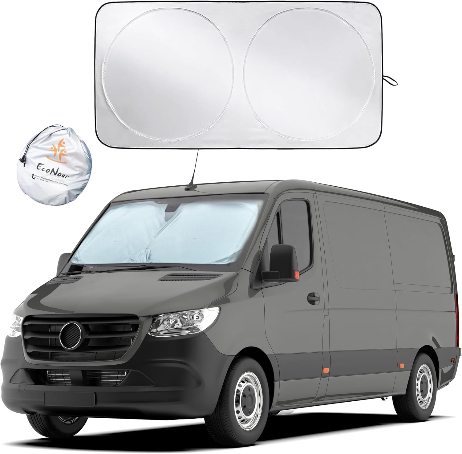 EcoNour Foldable Van Windshield Sun Shade, Reflective Window Cover