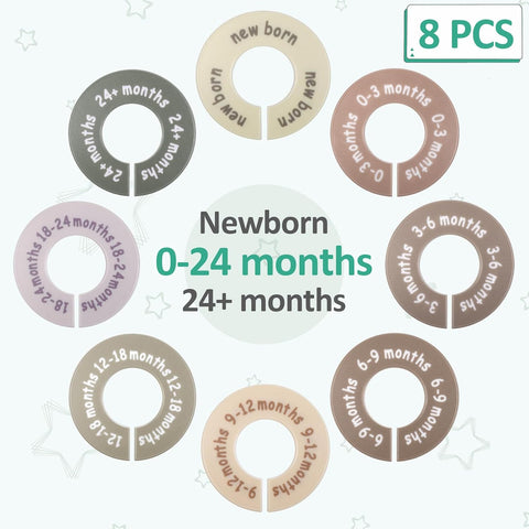 8 Pcs Baby Closet Dividers, Double-Sided Hanger Dividers for 0-24 Months