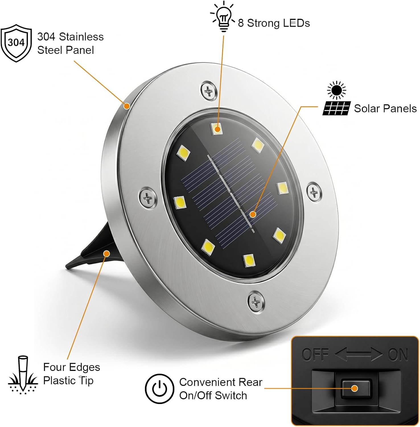 OULONGER 4.6inch Solar Ground Lights, Garden Solar Outdoor Waterproof Pathway Bright In-Ground Landscape Lights for Patio, Lawn, Yard, Driveway, Step and Walkway(Warm Light 10Packs)