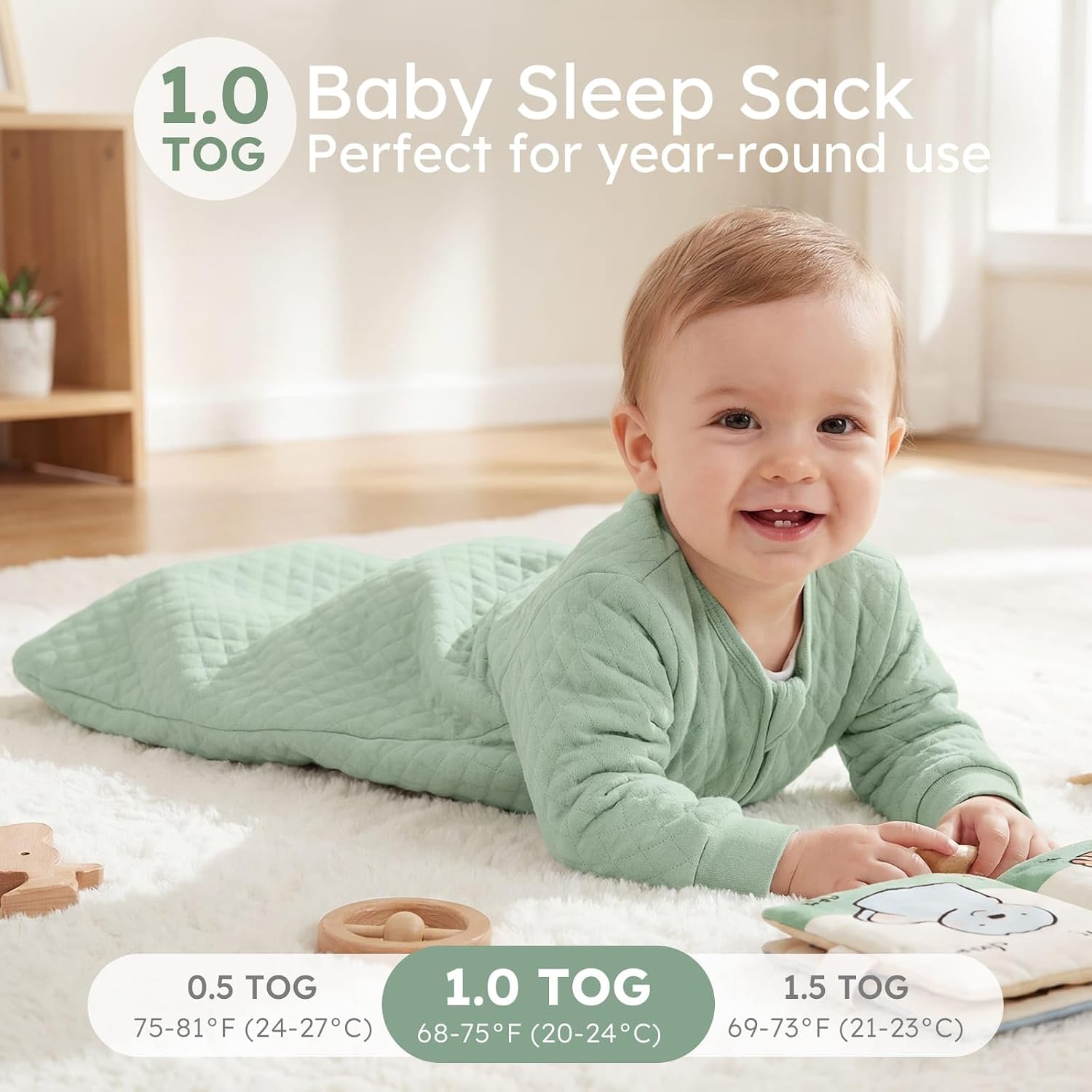Yoofoss Long Sleeve Sleep Sack 0-6 Months,1.0 TOG Baby Wearable Blanket