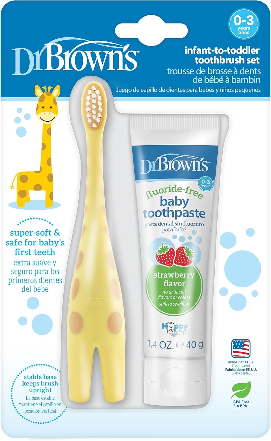 Dr. Brown's Infant-to-Toddler Toothbrush and Toothpaste Set, Giraffe