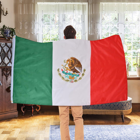 AhfuLife Mexico Flag 3x5 Ft, Large Mexican Flags for Cinco de Mayo Party Decorations - Double Sided with Brass Eyelets for Bar Garden Street Decoration Indoor Outdoor