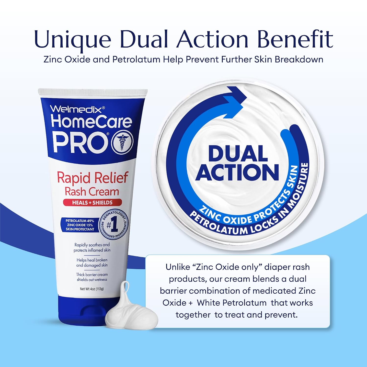 Welmedix Adult Diaper Rash Cream - Maximum Strength Zinc Oxide Cream