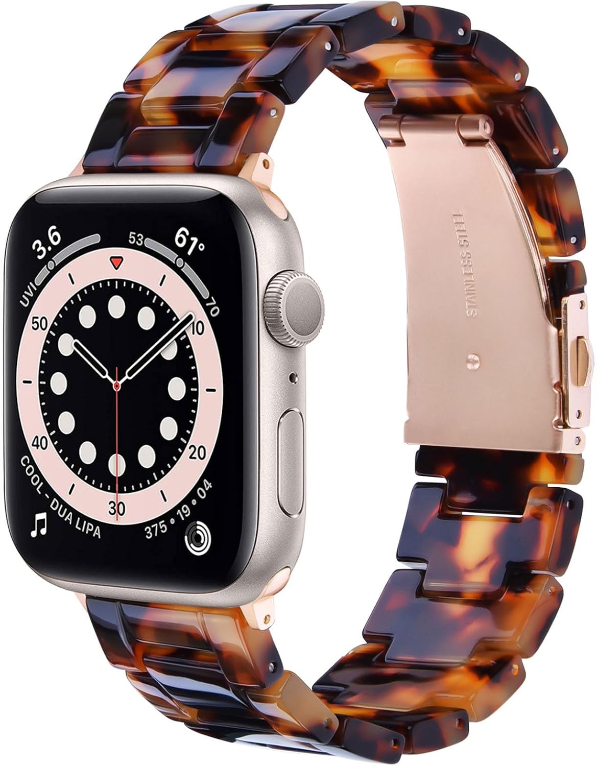 V.R.HOPE Resin Apple Watch Band for Women, Featherlight, Tortoiseshell