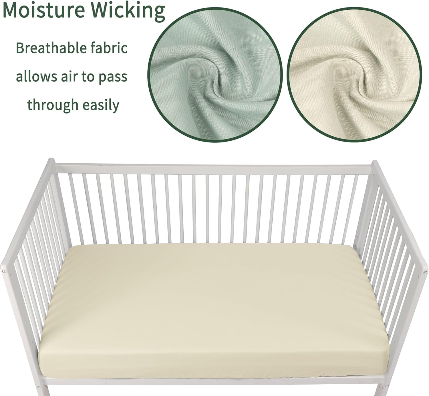 GUNTAIL Baby Crib Sheets for Boys Girls, 2 Pack Fitted Crib Sheet for Standard Crib and Toddler Mattress, Soft Microfiber Baby Sheet 52x28x8in (Brown & Green)