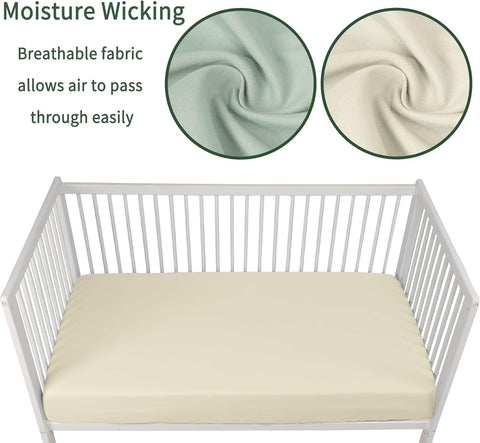GUNTAIL Baby Crib Sheets for Boys Girls, 2 Pack Fitted Crib Sheet for Standard Crib and Toddler Mattress, Soft Microfiber Baby Sheet 52x28x8in (Brown & Green)