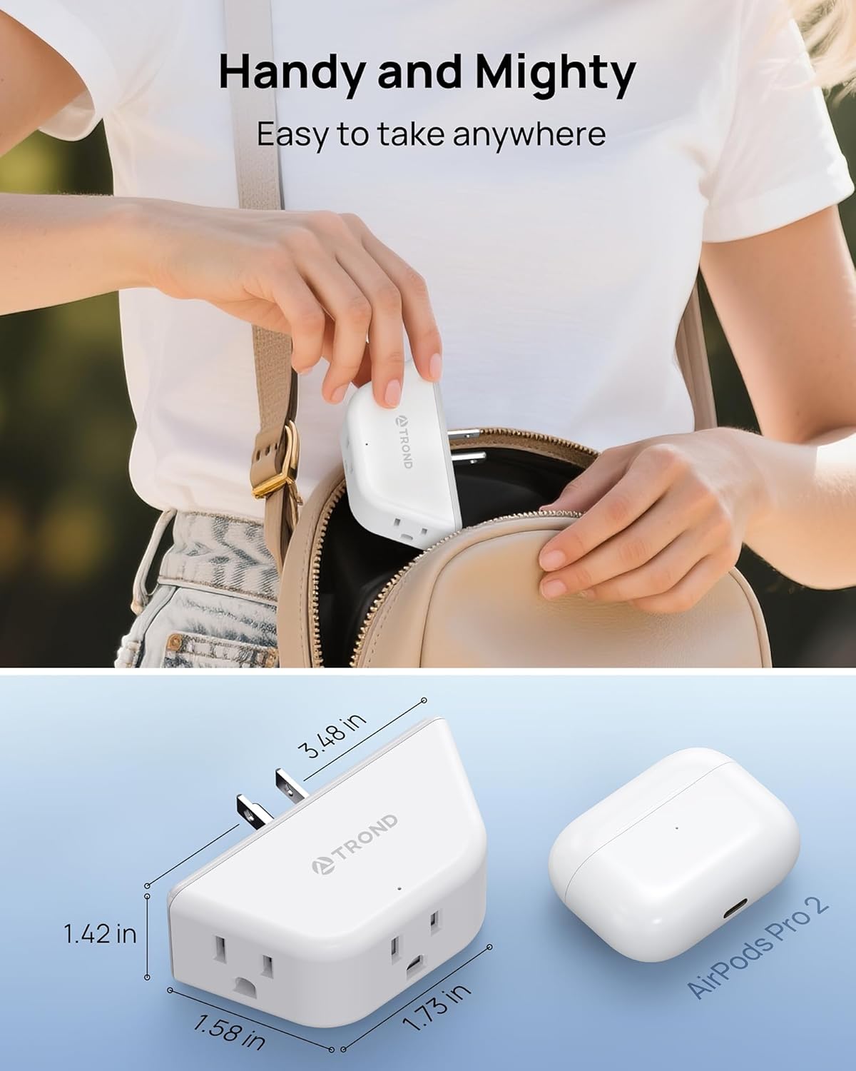 TROND Outlet Extender, 3 Way Angled Outlet Splitter for Bathroom Kitchen