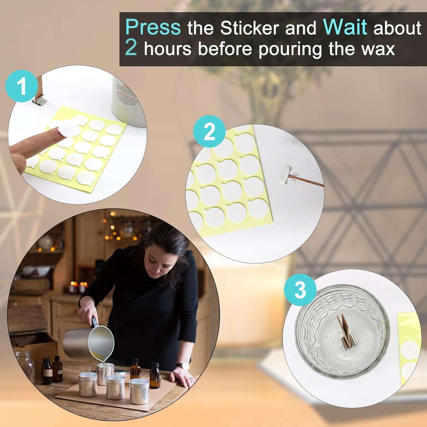 720Pcs Candle Wicks Stickers, with Tail