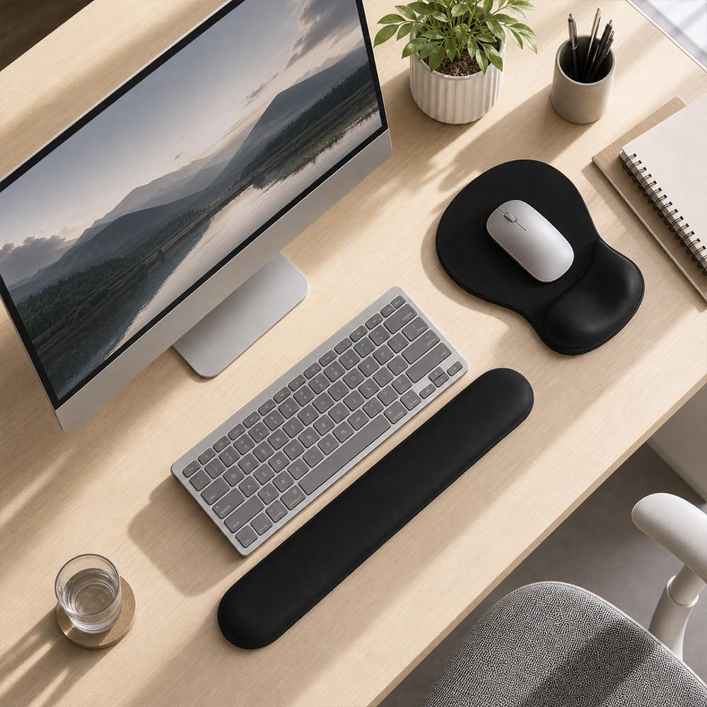 ErgoComfort Gel Wrist Rest Mouse Pad-Ergonomic Office Mousepad with Wrist Support-Non-Slip, Design Desk Accessories Mat for Home&Game Decor (01Black)