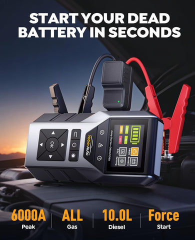 YaberAuto 6000A Portable Car Jump Starter with OBD2 Scanner, Code Reader