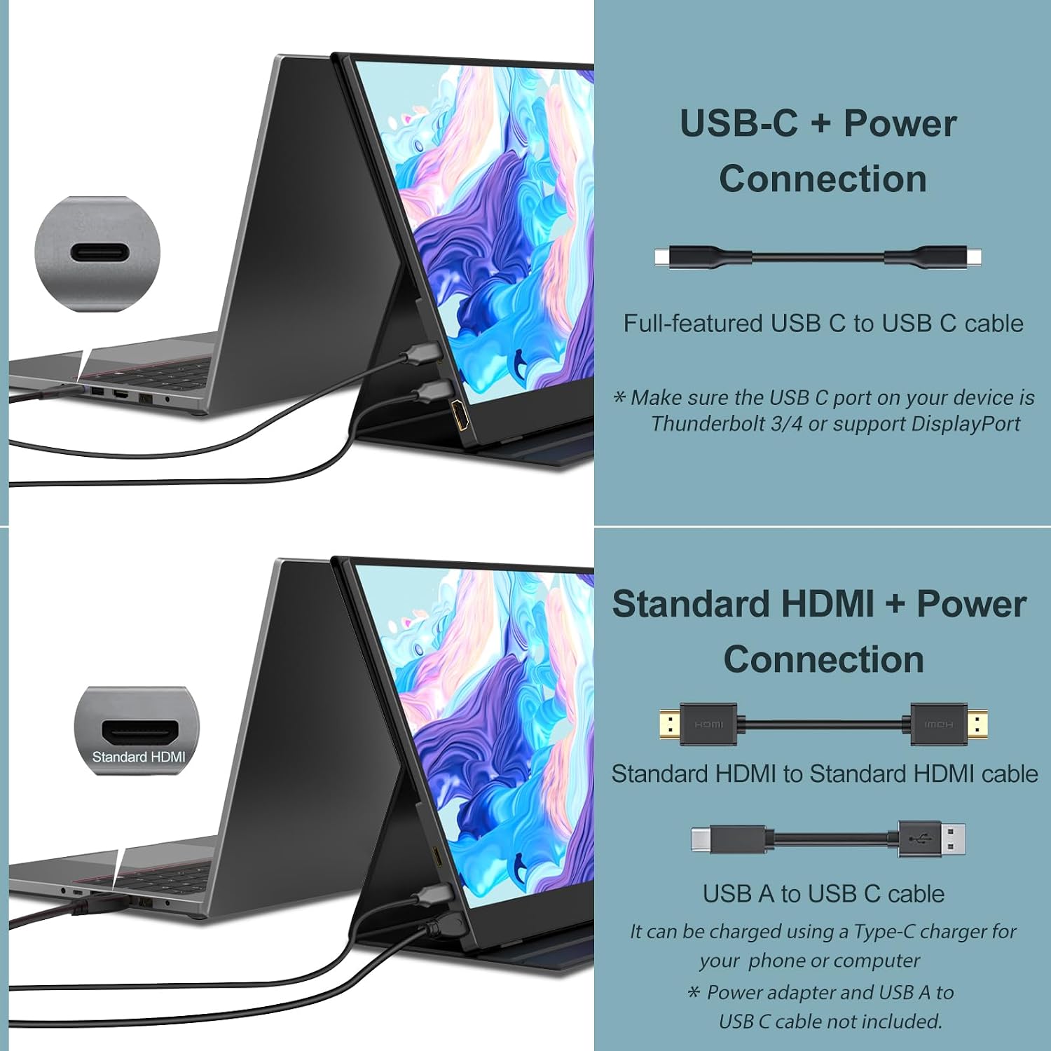 InnoView Portable Monitor, 15.6 Inch FHD 1080P HDMI USB C Second External Monitor for Laptop, Desktop, MacBook, Phones, Tablet, PS5/4, Xbox, Switch, Built-in Speaker with Protective Case