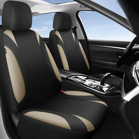 CAR PASS Neoprene EVA Waterproof car seat Covers Front Seats Only, Universal fit for SUV Vehicles Automotive with 5mm Composite EVA Inside,Airbag Compatible (Two Seats 6PCS, Black and Beige)