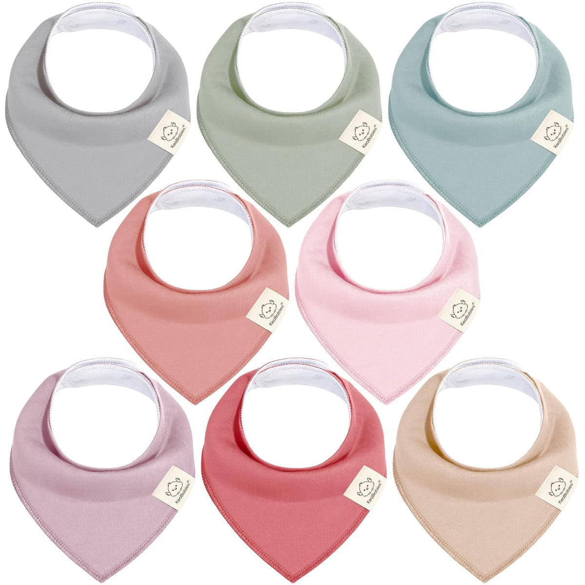 KeaBabies 8pk Organic Baby Bandana Bibs for Drooling Teething, Muted Pastel