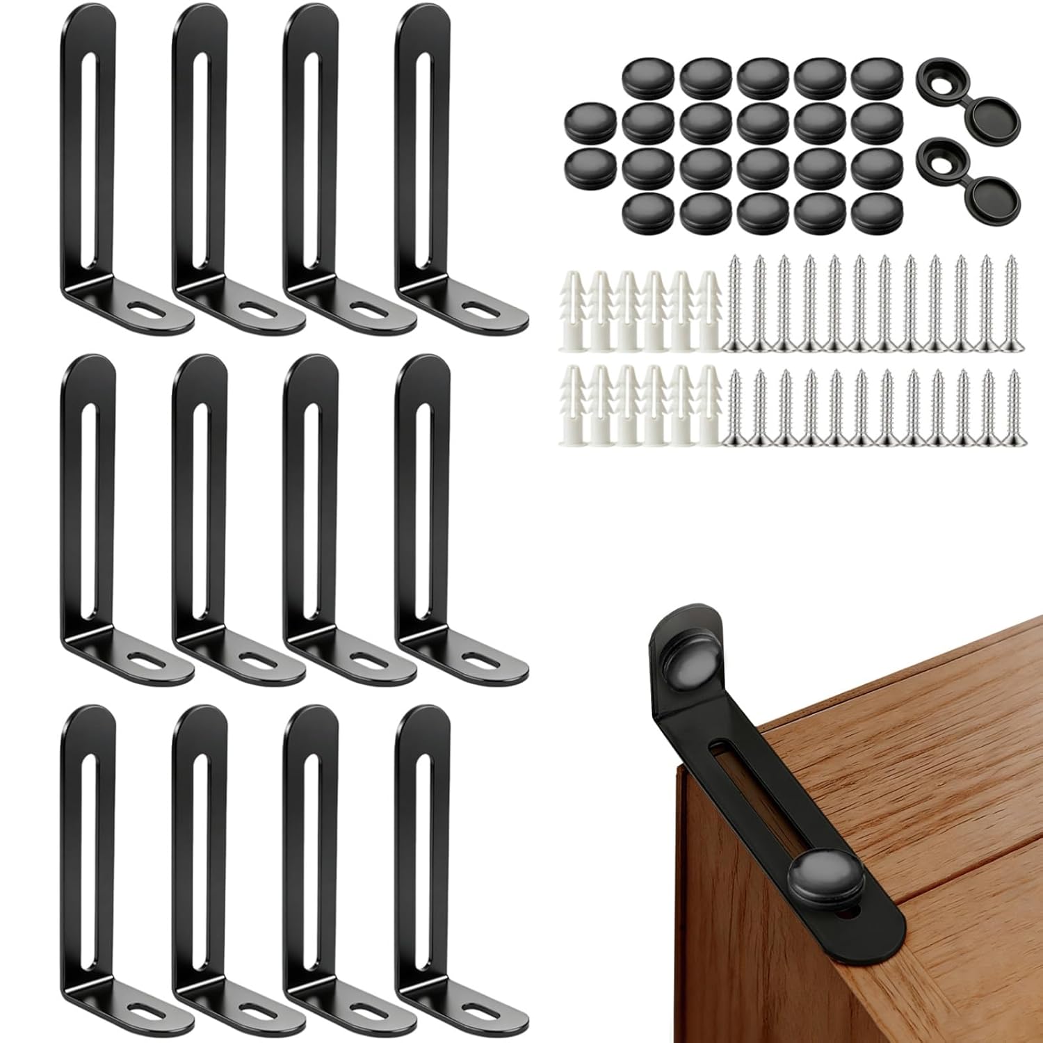 Furniture Anchors for Baby Proofing, 12 Pack, Black