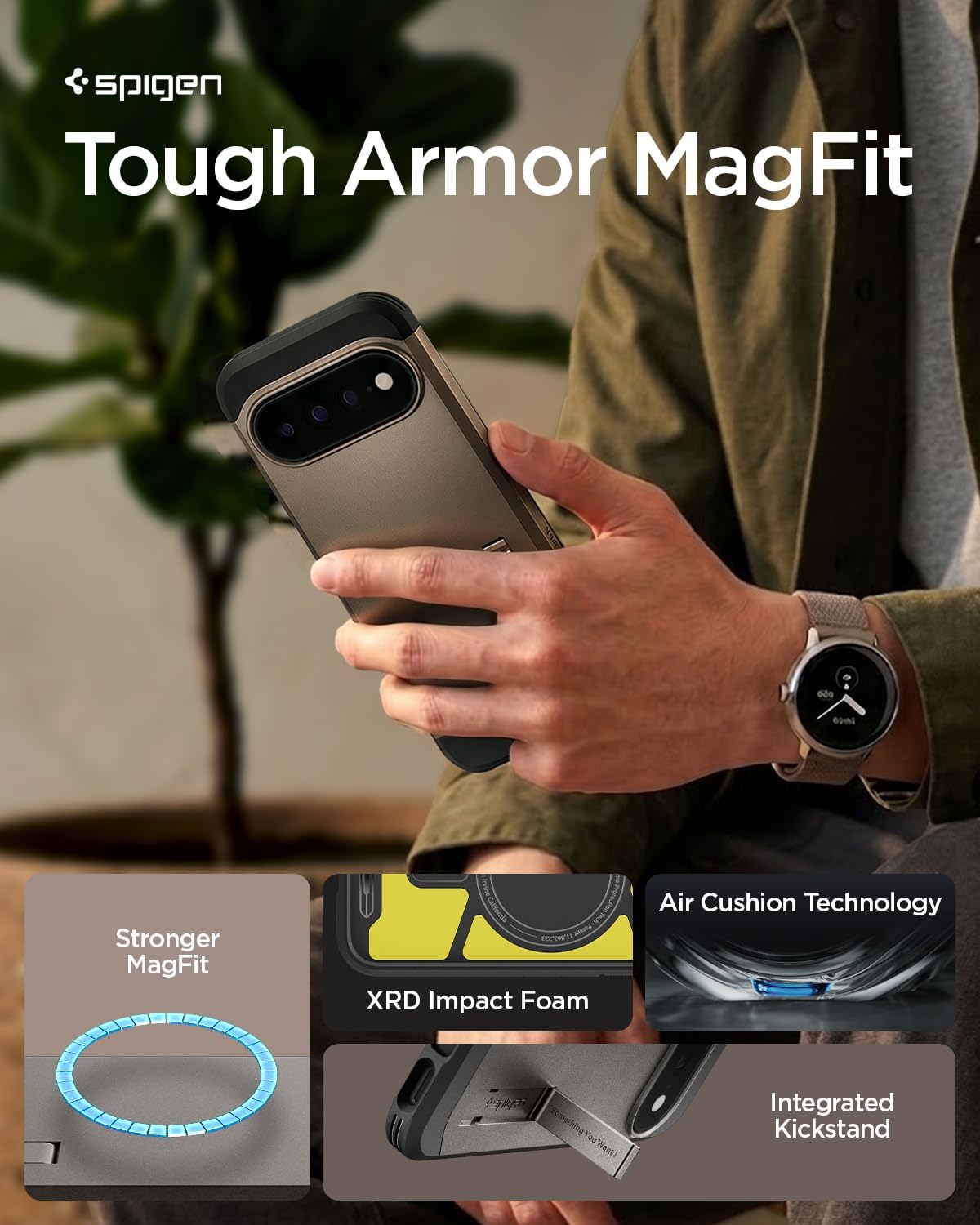 Spigen Tough Armor MagFit for Google Pixel 11 Pro XL Case, Gunmetal