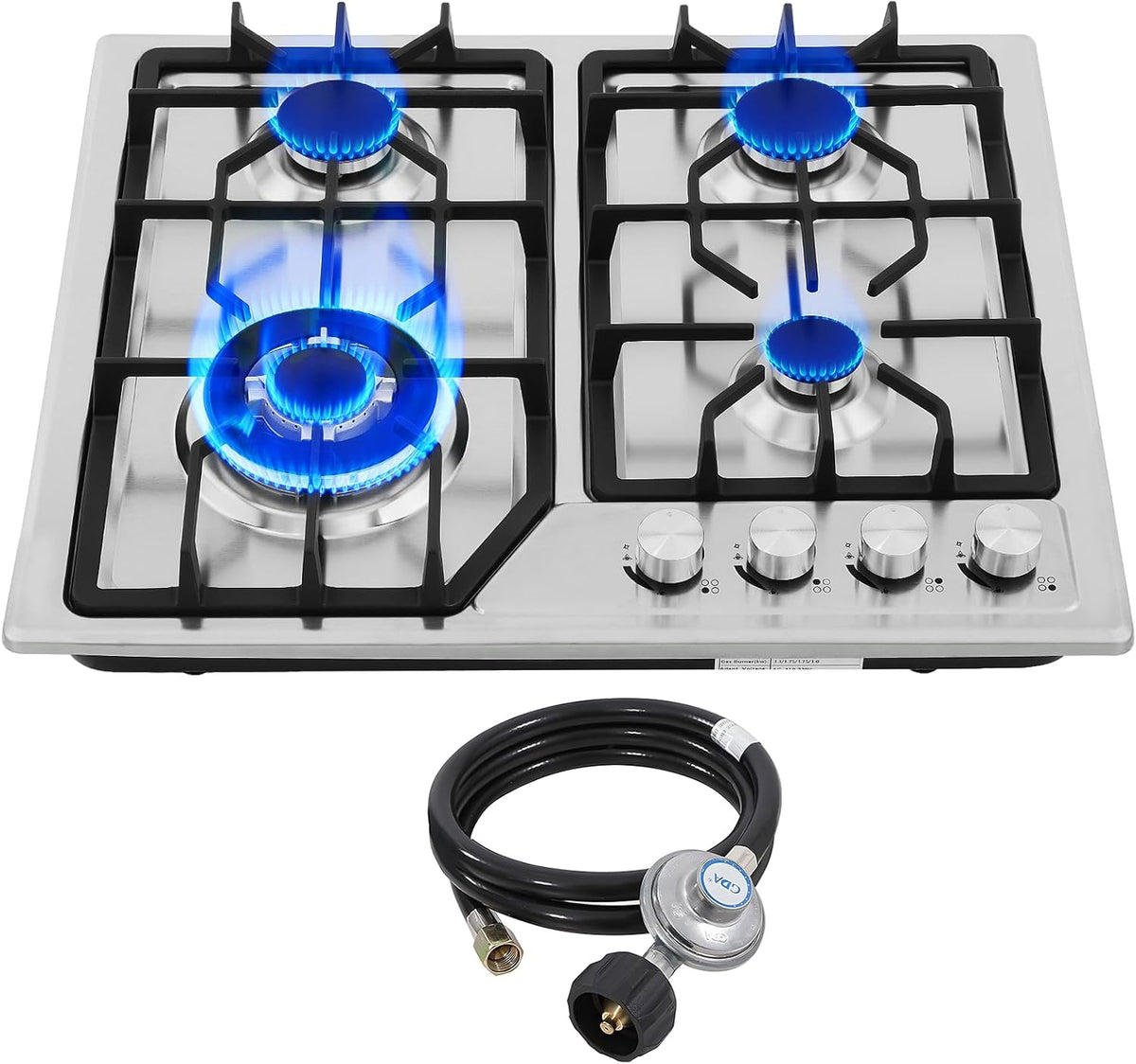 22″x20″ Built in Gas Cooktop 4 Burners Stainless Steel Stove with NG/LPG Conversion Kit Thermocouple Protection and Easy to Clean (20Wx22L)