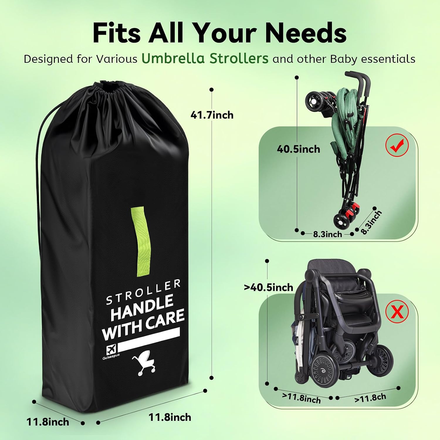 Umbrella Strollers Bag for Airplane, Stroller Travel Bag 42"H x 12"W x 12"D