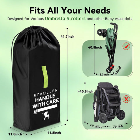 Umbrella Strollers Bag for Airplane, Stroller Travel Bag 42"H x 12"W x 12"D