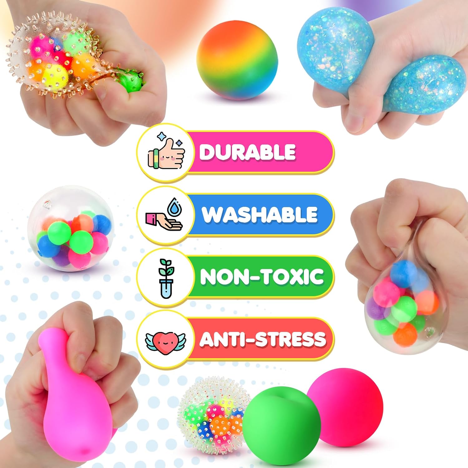 6 Set Squishy Sensory Stress Squeezing Balls for Adults