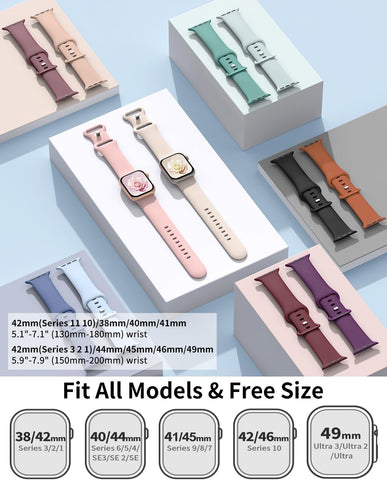 6 Pack Silicone Sport Bands Compatible with Apple Watch Bands for Women Men