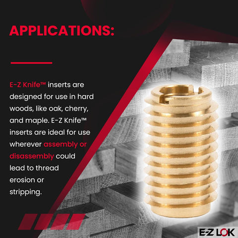 E-Z LOK Thread Insert for Hard Wood, 0.375-16, 1.00 in, 10 ct