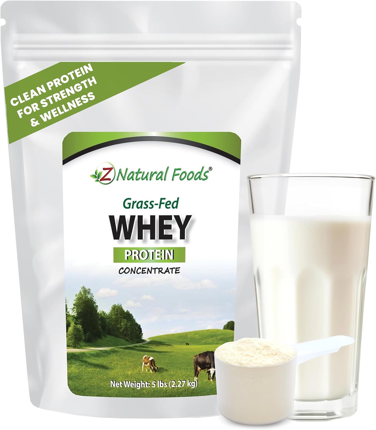 Z Natural Foods Grass-Fed Whey Protein Concentrate - Cold Processed, 5 lb