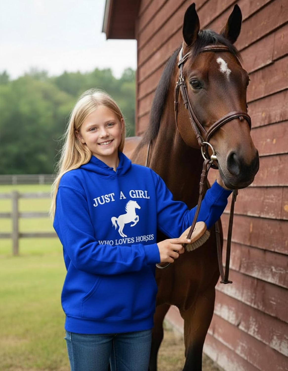 Tstars Girl Who Loves Horses Hoodie Youth Girls Equestrian Riding Pony