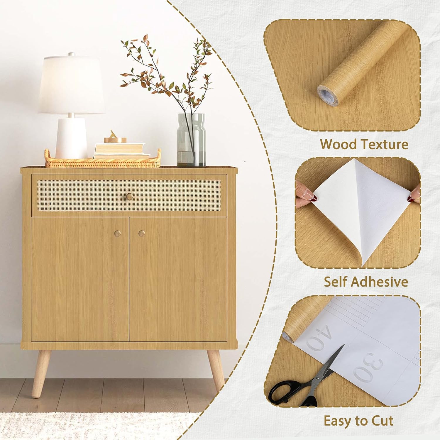 Abyssaly Wood Grain Contact Paper Peel and Stick Self Adhesive Wallpaper