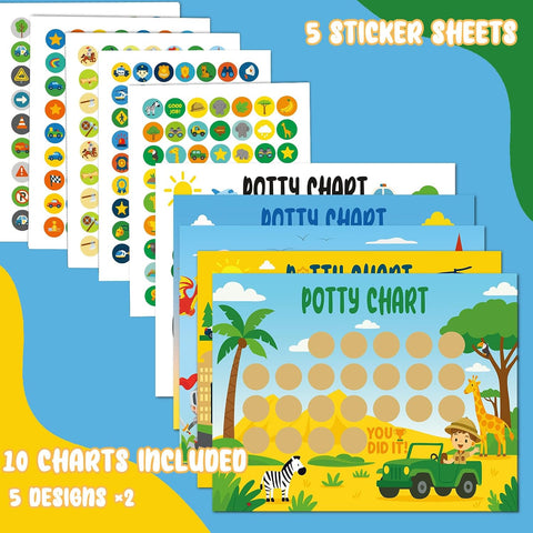 Potty Training Chart for Toddler Potty Training Sticker Chart 5 Fun Styles 17 PCS Potty Chart for Boys with Stickers Stickers for Kids Potty Training Reward