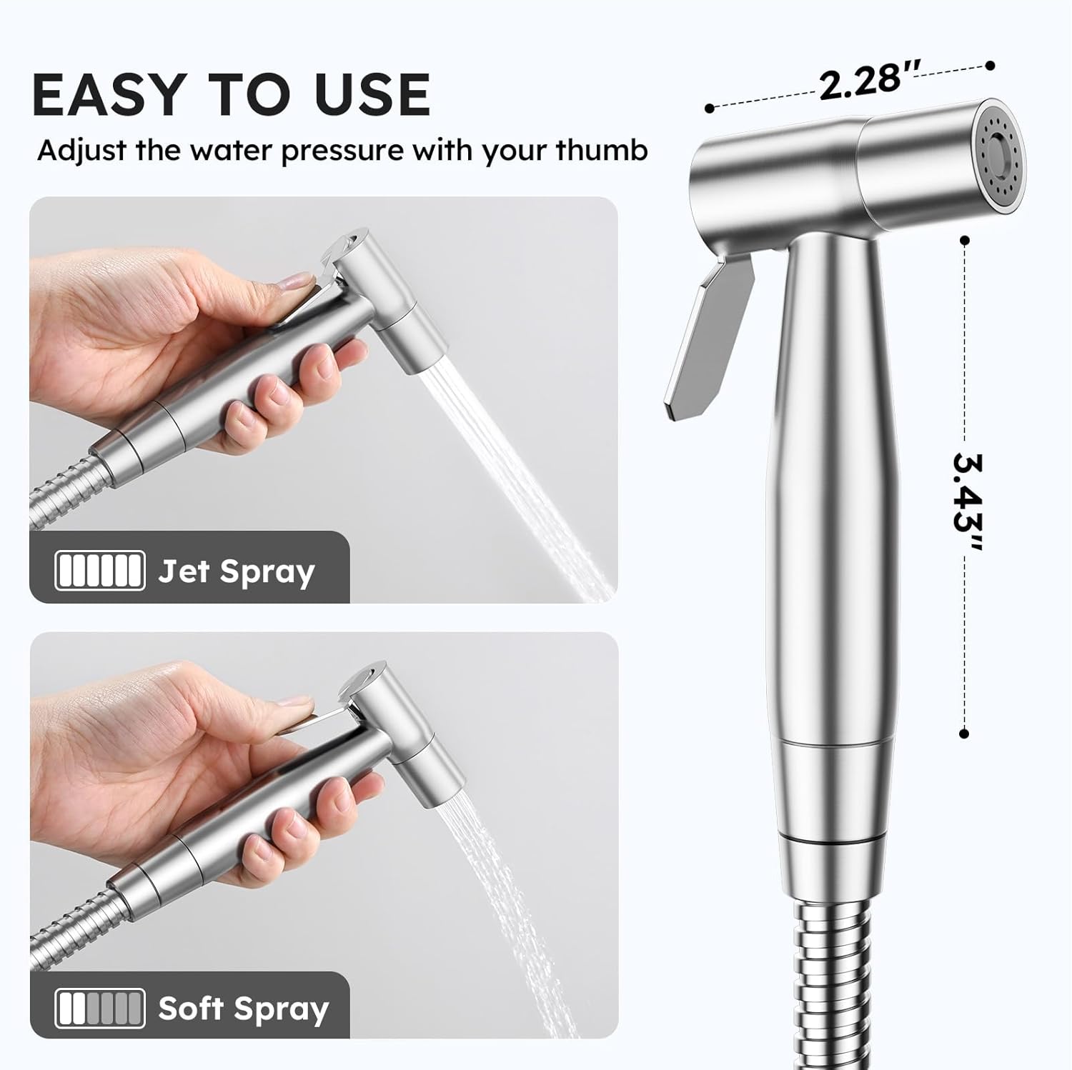 Arofa Handheld Bidet Sprayer, Bidet Attachment for Toilet, Brushed Nickel