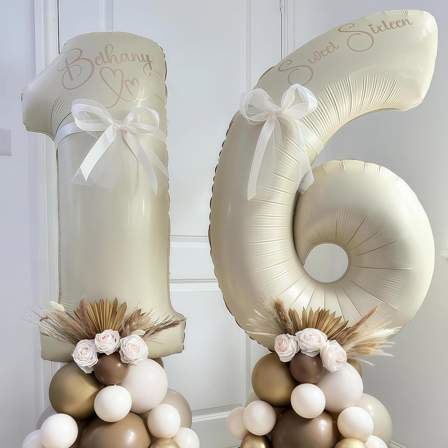 Cream Number 4 Balloons,40 Inch 4 Balloons Giant Helium Foil Mylar Beige 4 Balloon Number for Birthday Party Anniversary Decorations